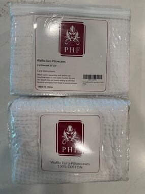PHF White Waffle Euro Pillowcases - Set of 2